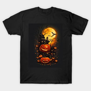 Haunted House And Pumpkins T-Shirt